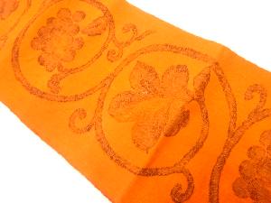 リサイクル　手織り真綿紬葡萄唐草模様織出し名古屋帯